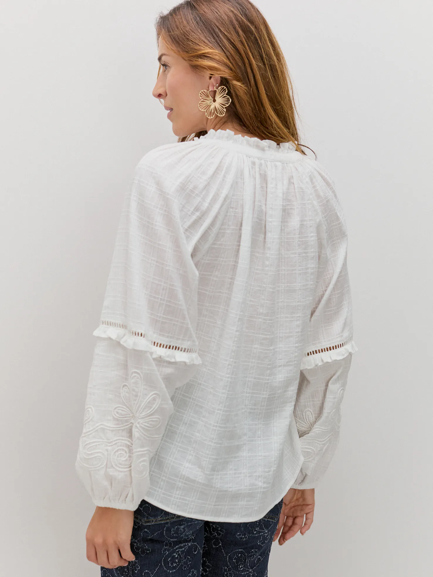 BLUSA MANGA BORDADA