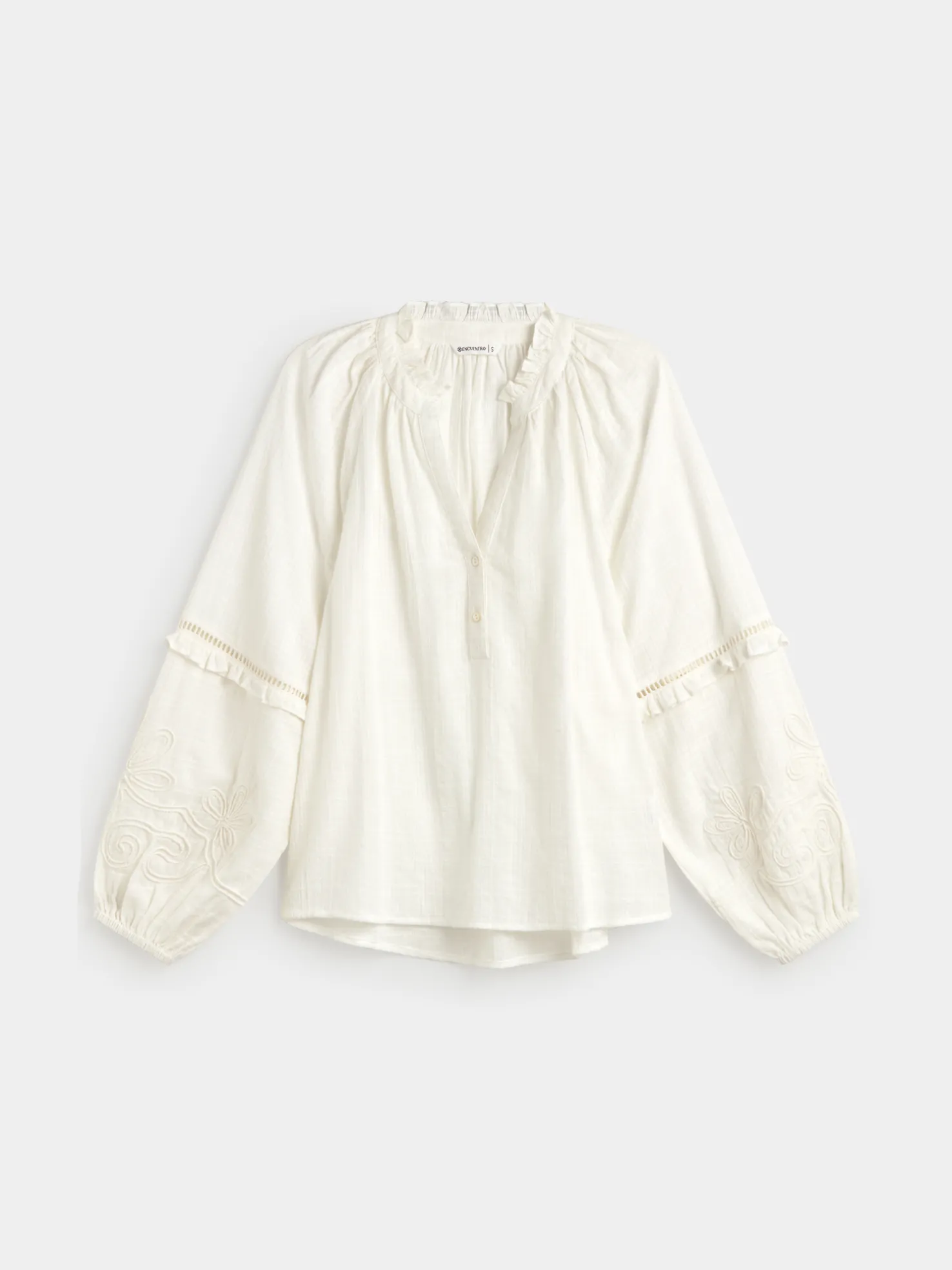BLUSA MANGA BORDADA