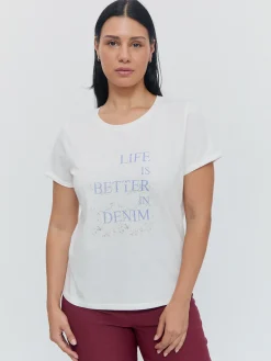 CAMISETA LETRAS DENIM