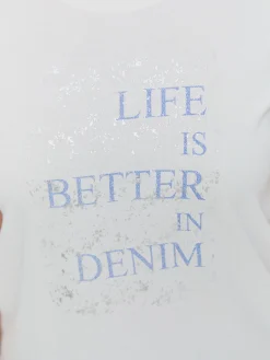 CAMISETA LETRAS DENIM